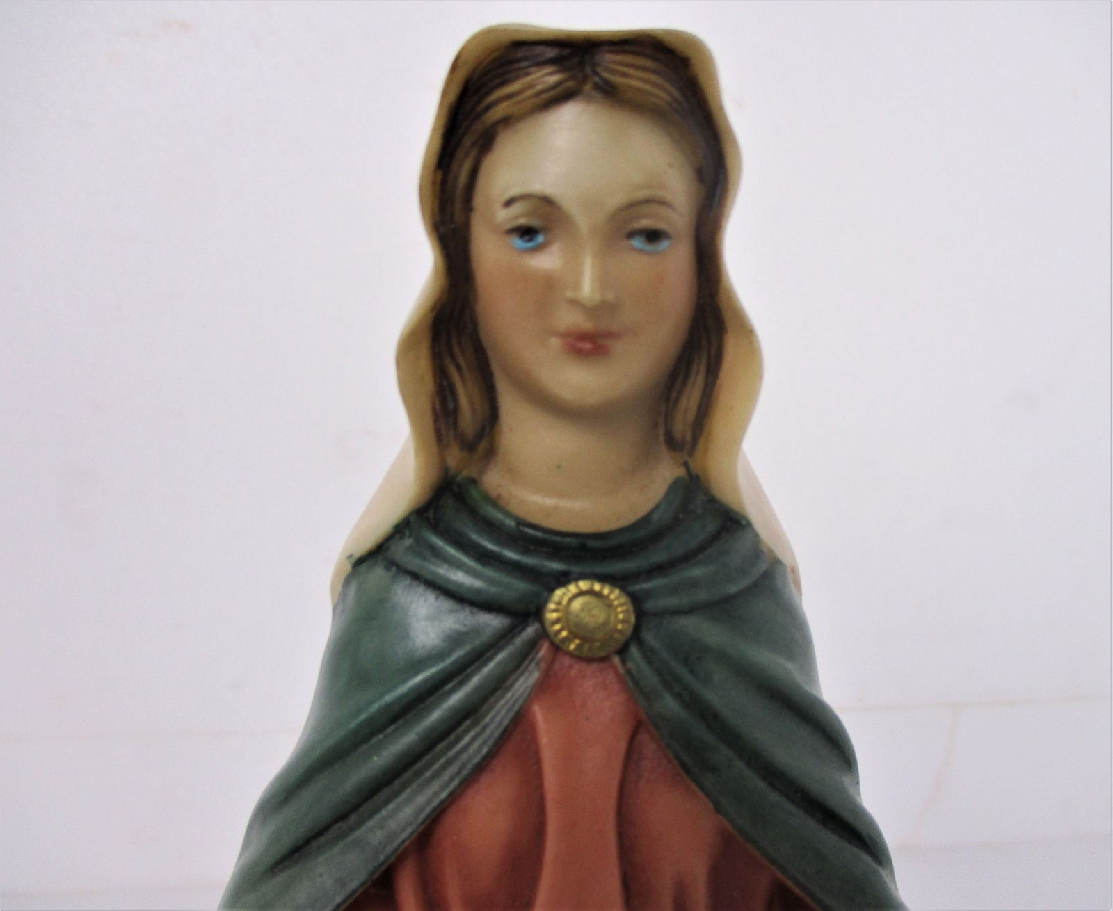 Statue Virgin Mary Our Lady Madonna Delle Rose Resin Faro Polychrome Htf Collect photo for sale