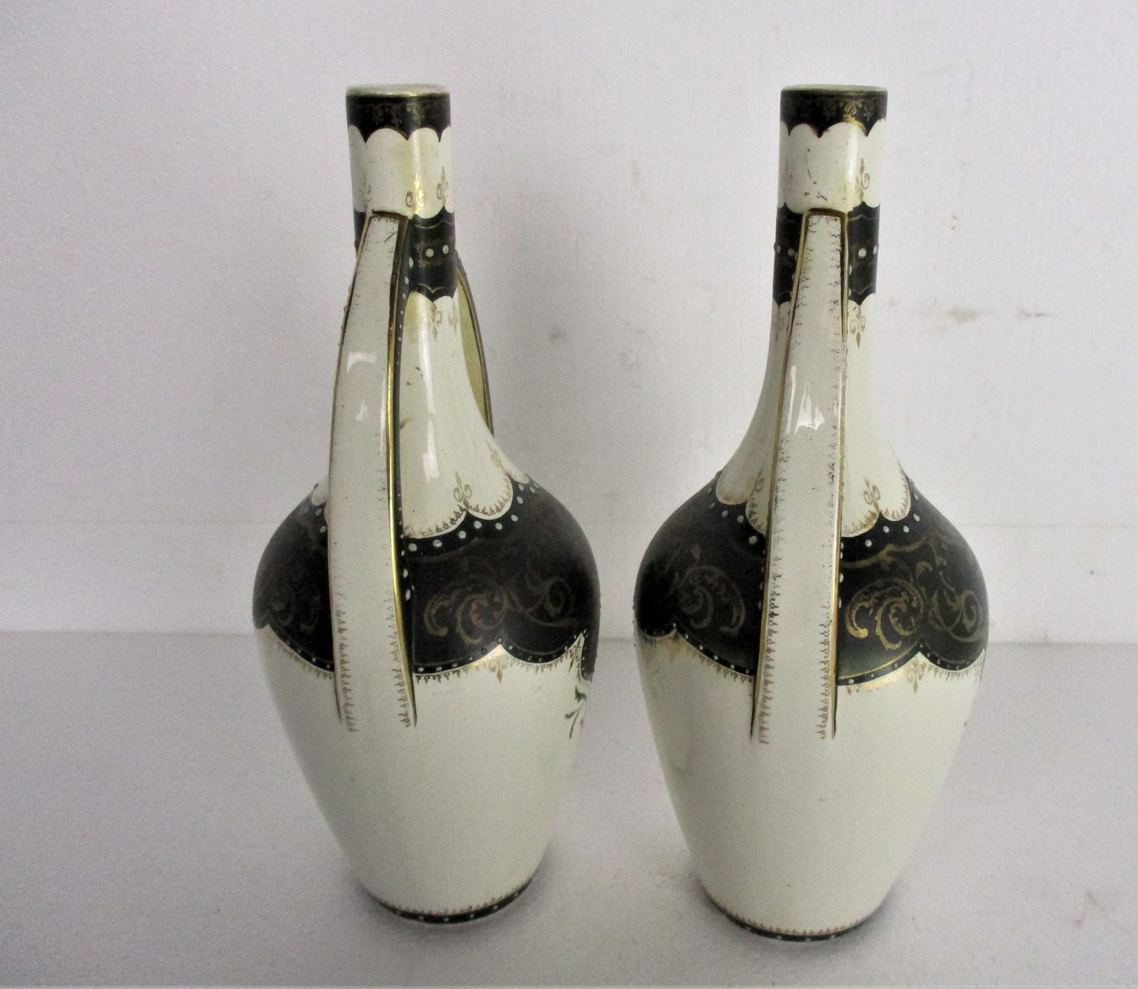 photo furniture Couple Vases Handles Porcelain Enamel Boch Freres Keramis Bfk Gorgeous Rare Coll