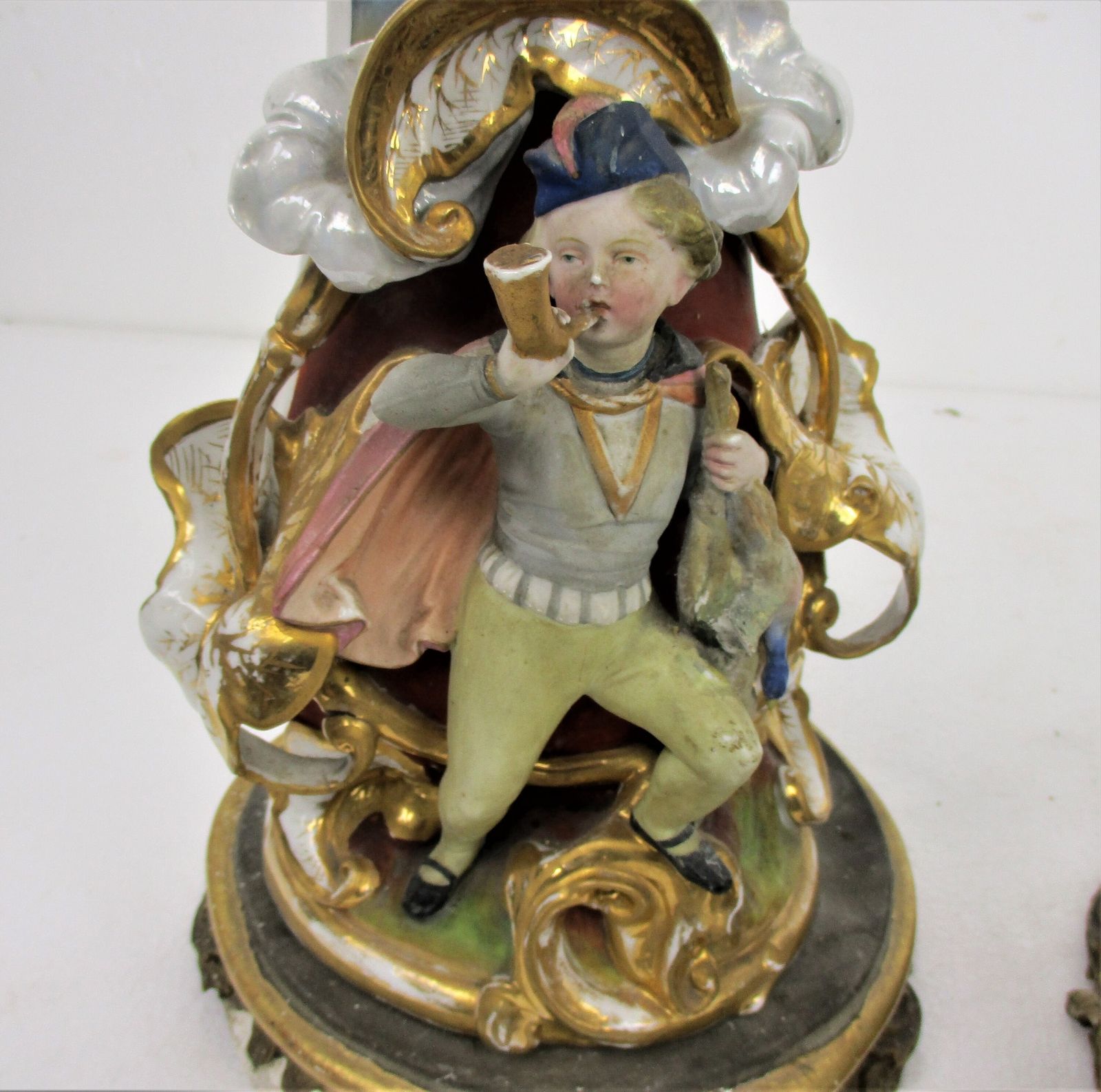 Stunning Pair Large Antique Vieux Paris Porcelain Flair Cornet Vases Porcelain F photo furniture