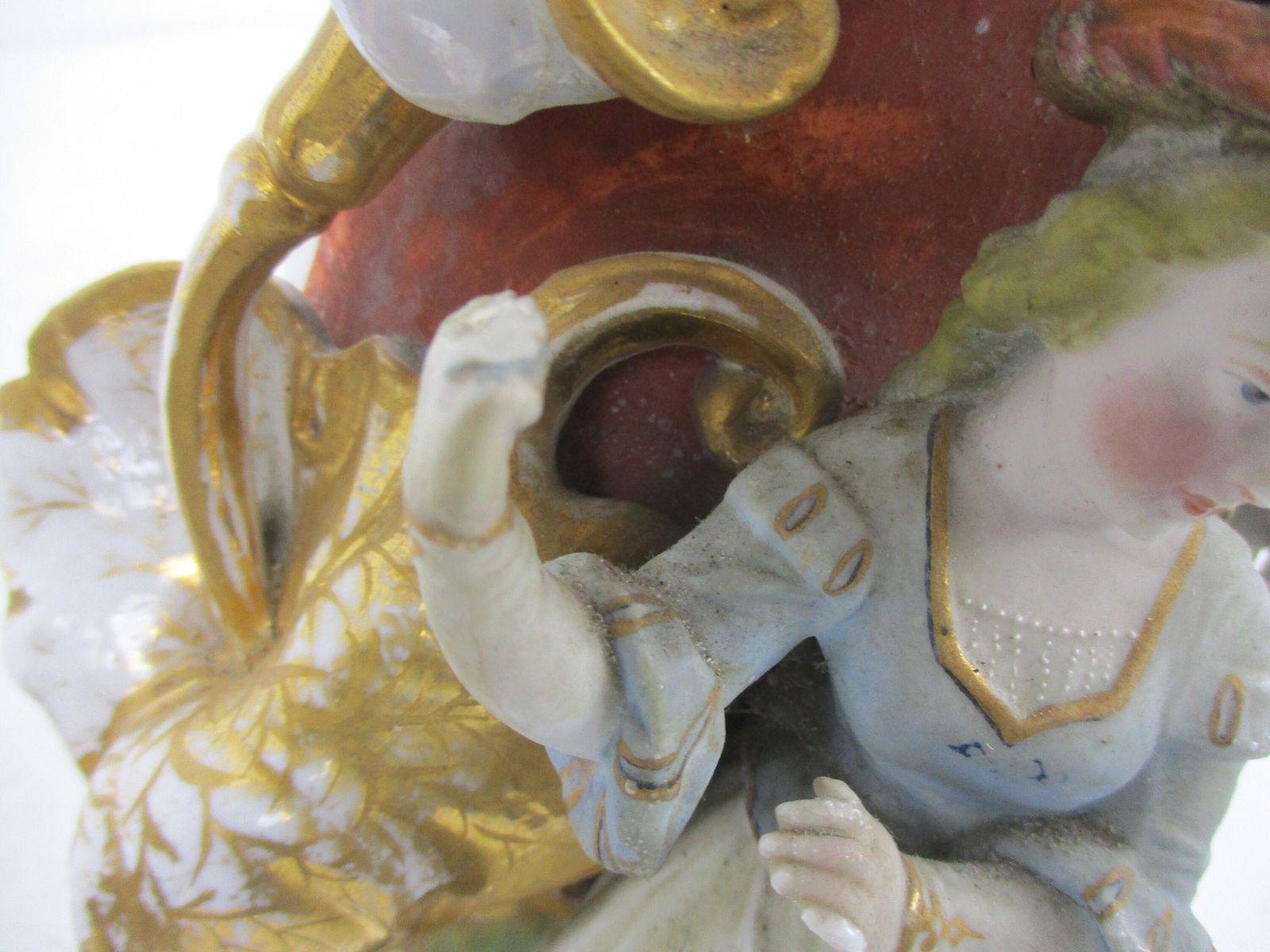 Stunning Pair Large Antique Vieux Paris Porcelain Flair Cornet Vases Porcelain F photo Home Decor