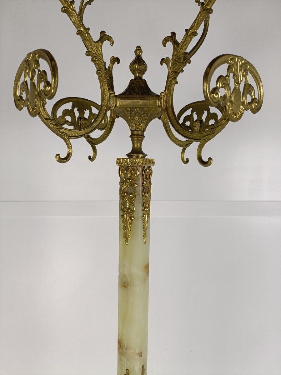 Mid Century Modern Onyx Marble Brass Hall Tree Coat Hat Rack Eyecatcher Hollywoo photo vinterior