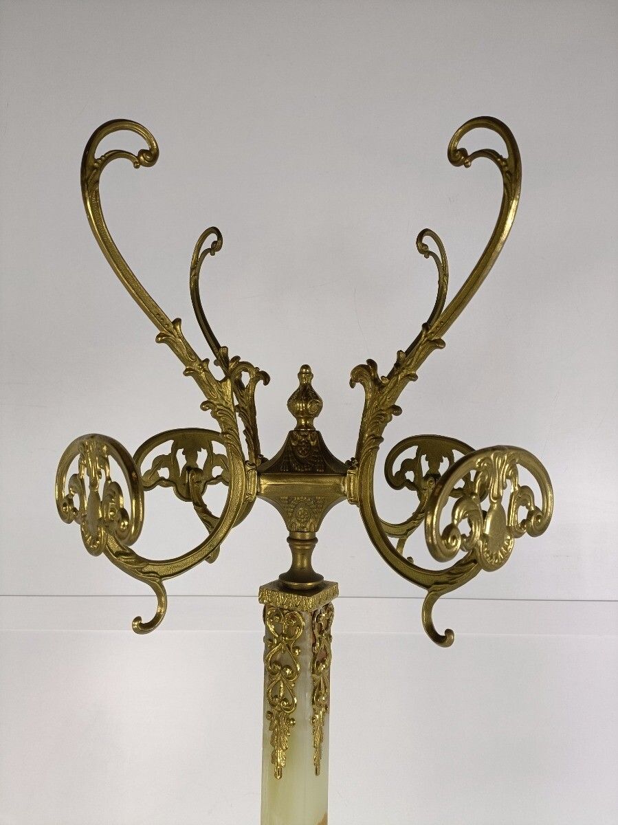 Mid Century Modern Onyx Marble Brass Hall Tree Coat Hat Rack Eyecatcher Hollywoo photo buy