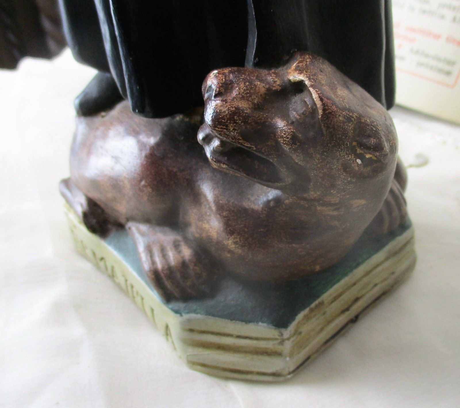 photo for sale Antique Statue Saint Santo Gerard Santo Majella Dragon Plaster Priest Gothic