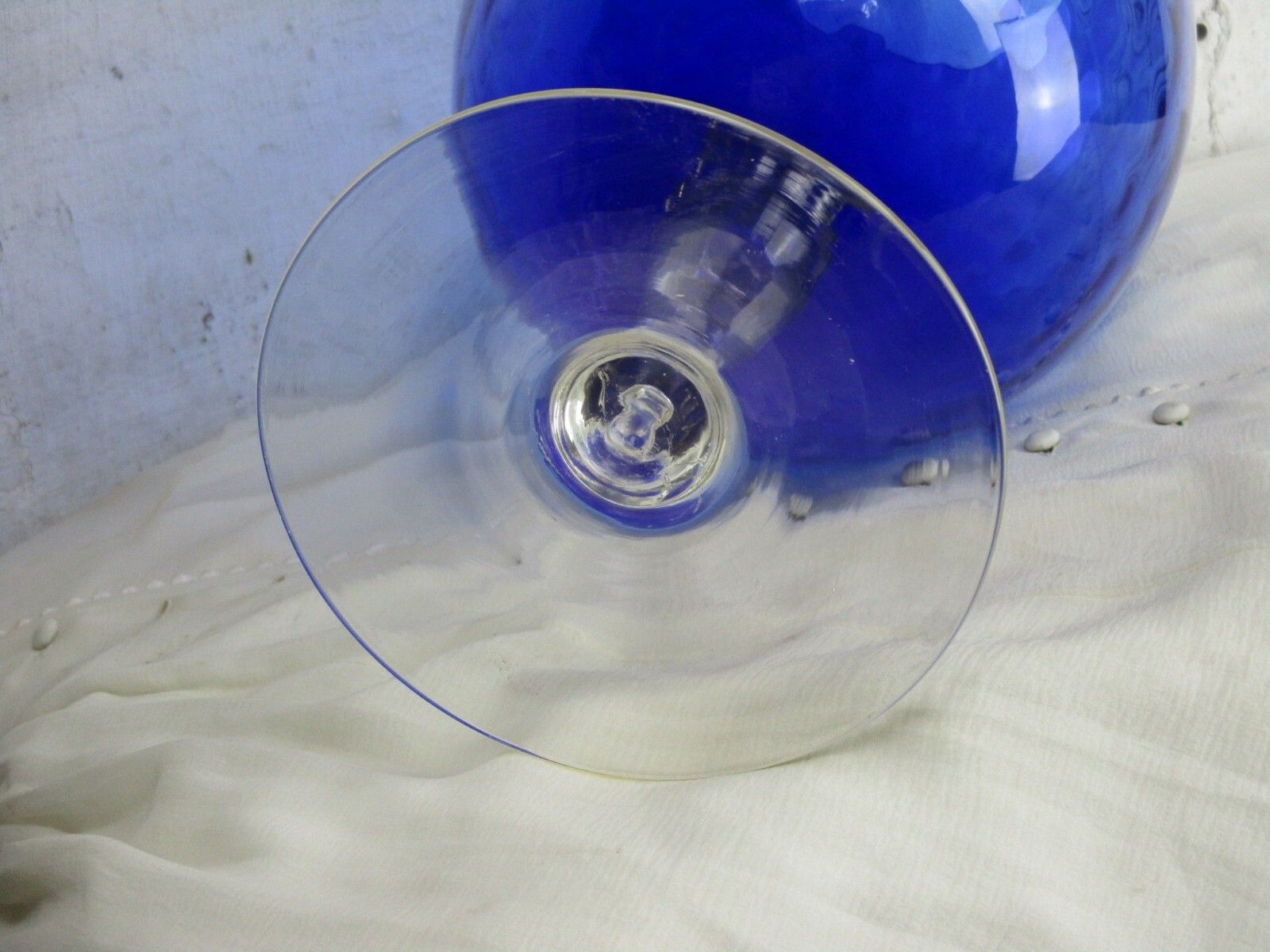 Xl Italian Cobalt Blue  Art Glass Vase Goblet Jar Chalice Mid Century Modern Htf photo vinterior