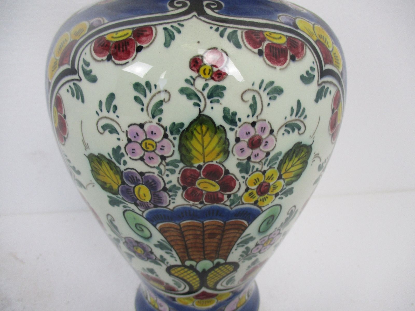 Vintage Polychrome Lidded Vase Urn Marked Regina Holland Hand Painted Beautiful photo furniture