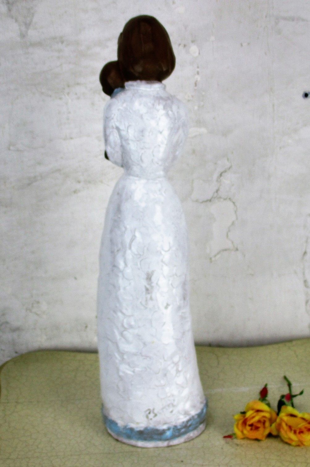 Large Glazed Ceramic Statue Virgin Mary Infant Child Mother And Child Polychrome photo buy