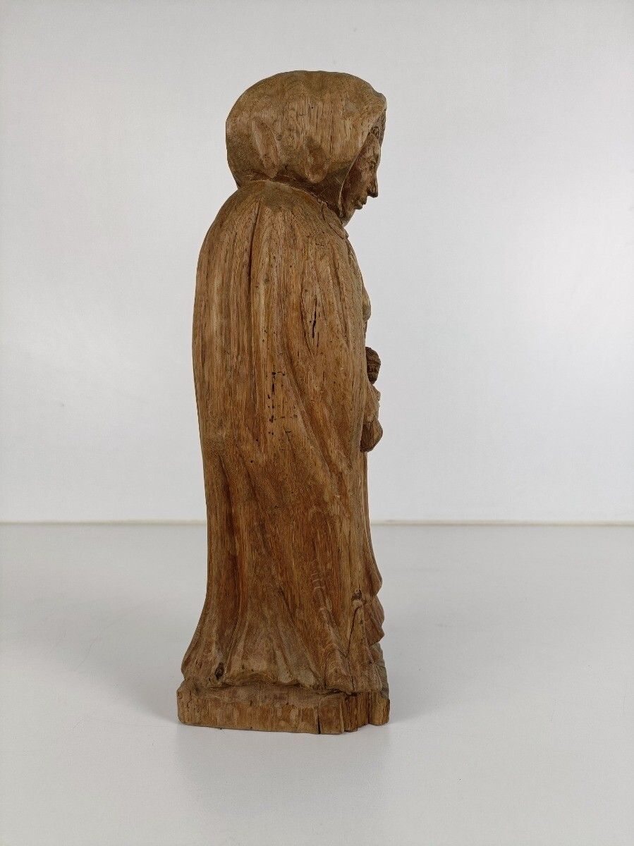 Hand Carved Wooden Statue Figurine Old  Lady Bruges  Sculpture Antique photo vinterior