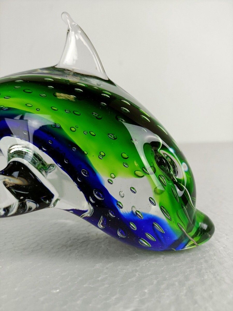 photo furniture Murano Exotic Blue Art Glass Hand Blown Dolphin Italy Signed Gorgeous Vintage