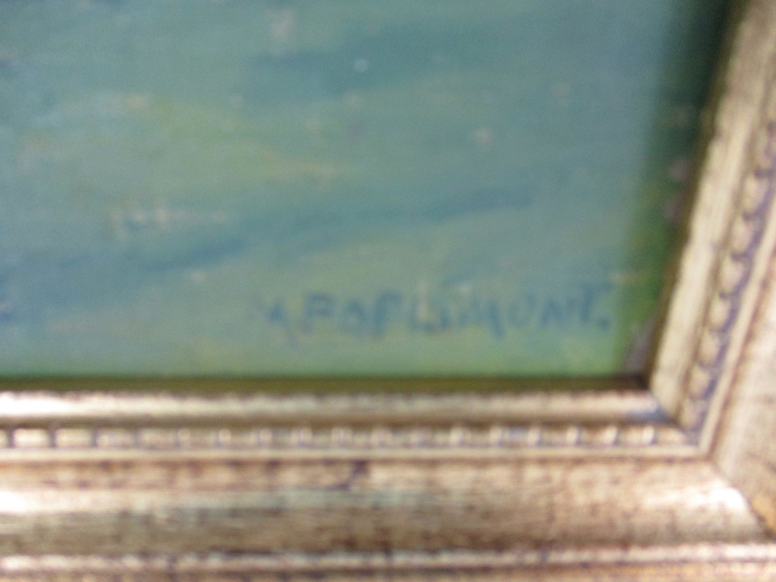 Small Lovely Oil Painting On Canvas Framed Farm Lovely Signed P. Aflimont photo furniture