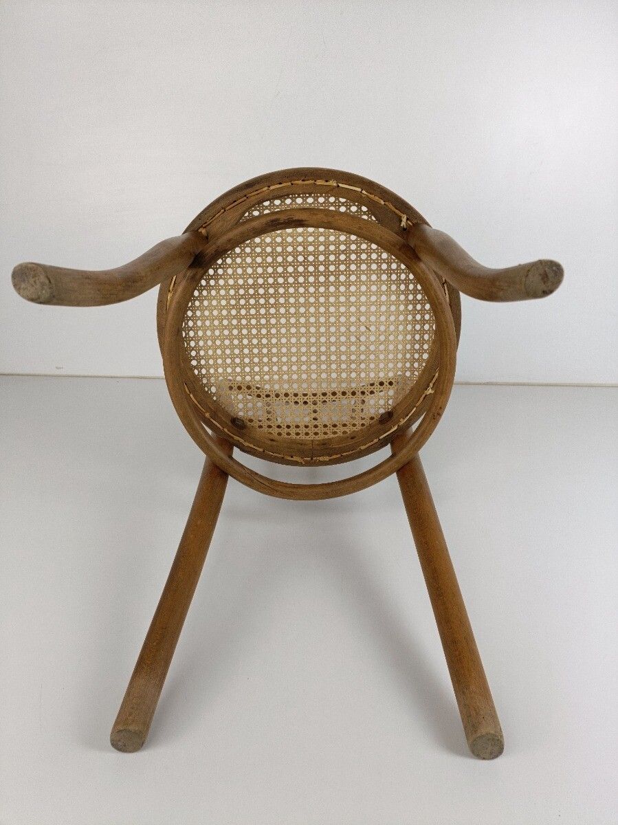 photo furniture Wooden Vintage Thonet Chair Marked Bistro Ice Cream Parlor Rush Cane Seating Aus
