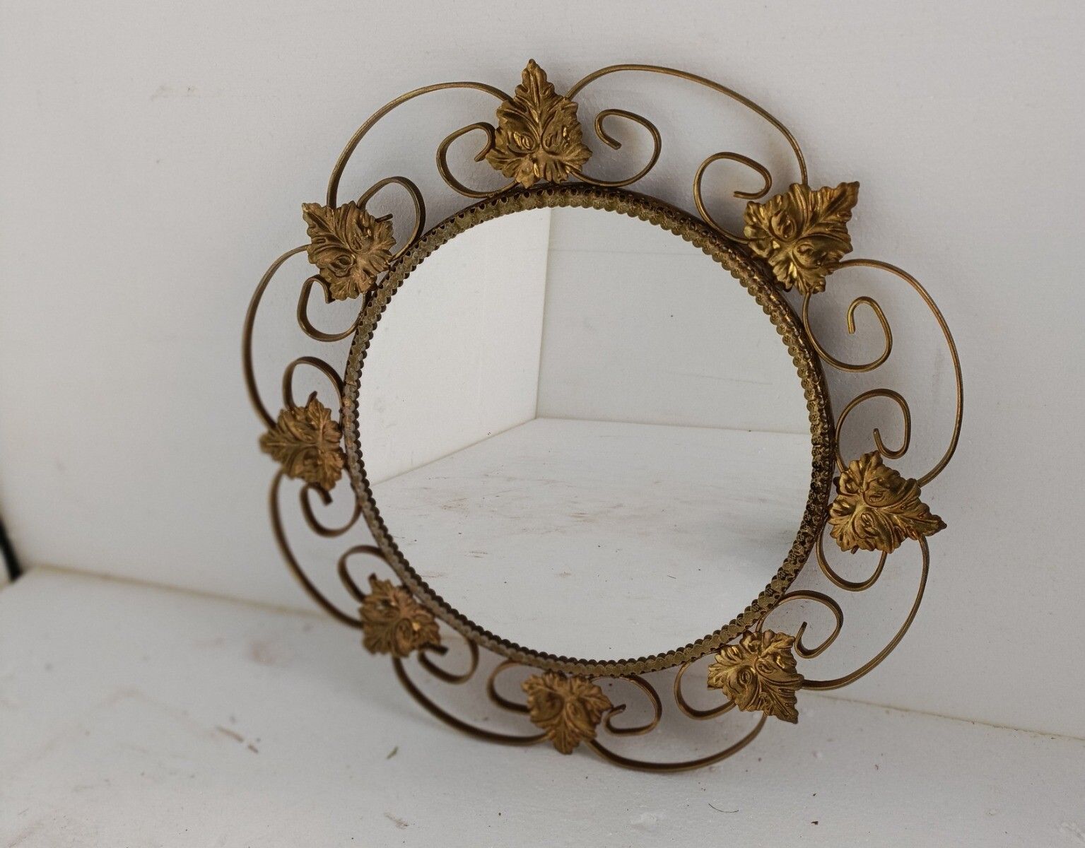 Retro Modernist Starburst Sunburst Brass Wall Mirror Mid Century Modernist Funky photo 182.0