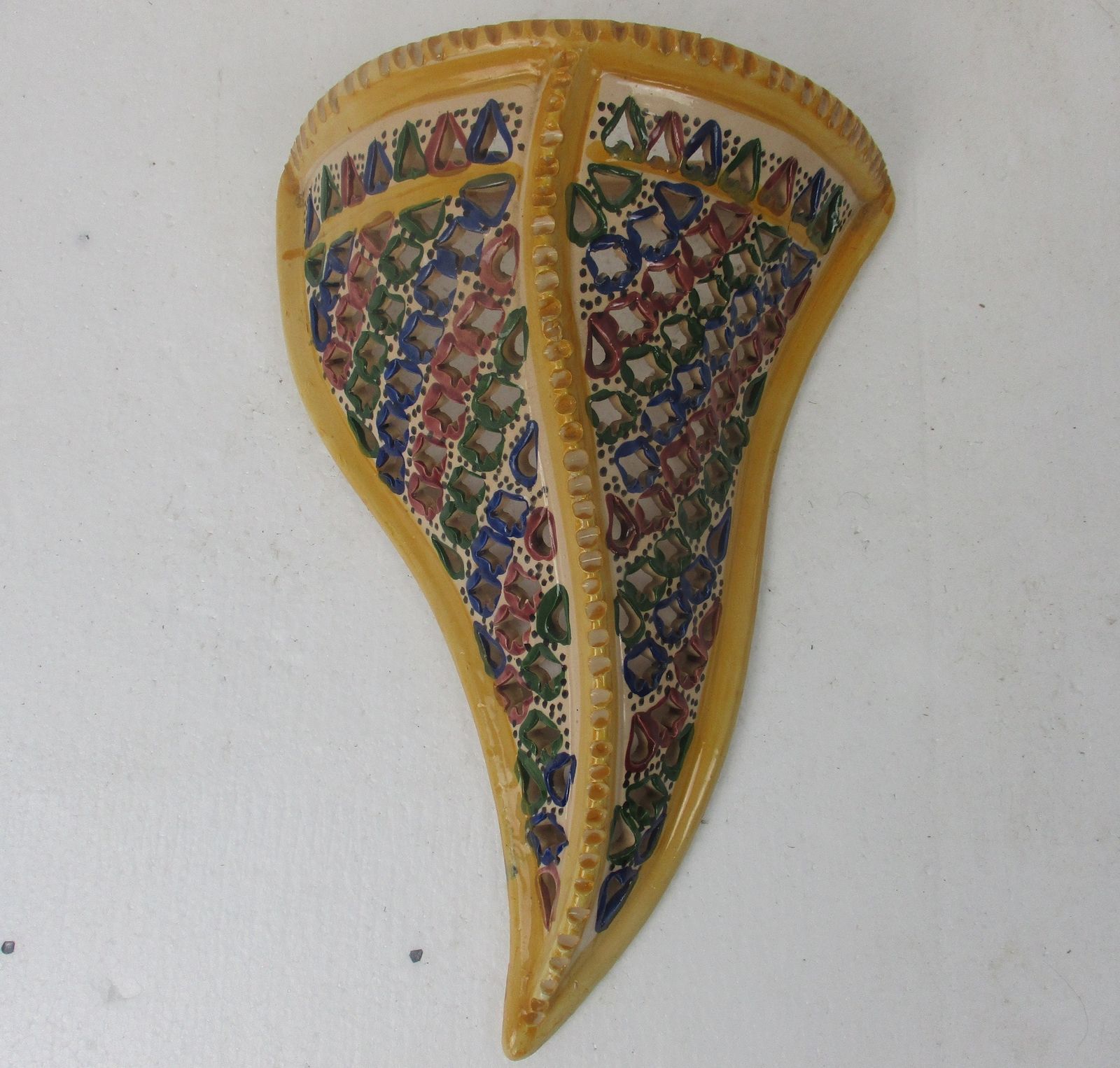 Couple Of Ceramic Wall Hangings Planters Polychrome Hand Made Italian Style Love photo vinterior