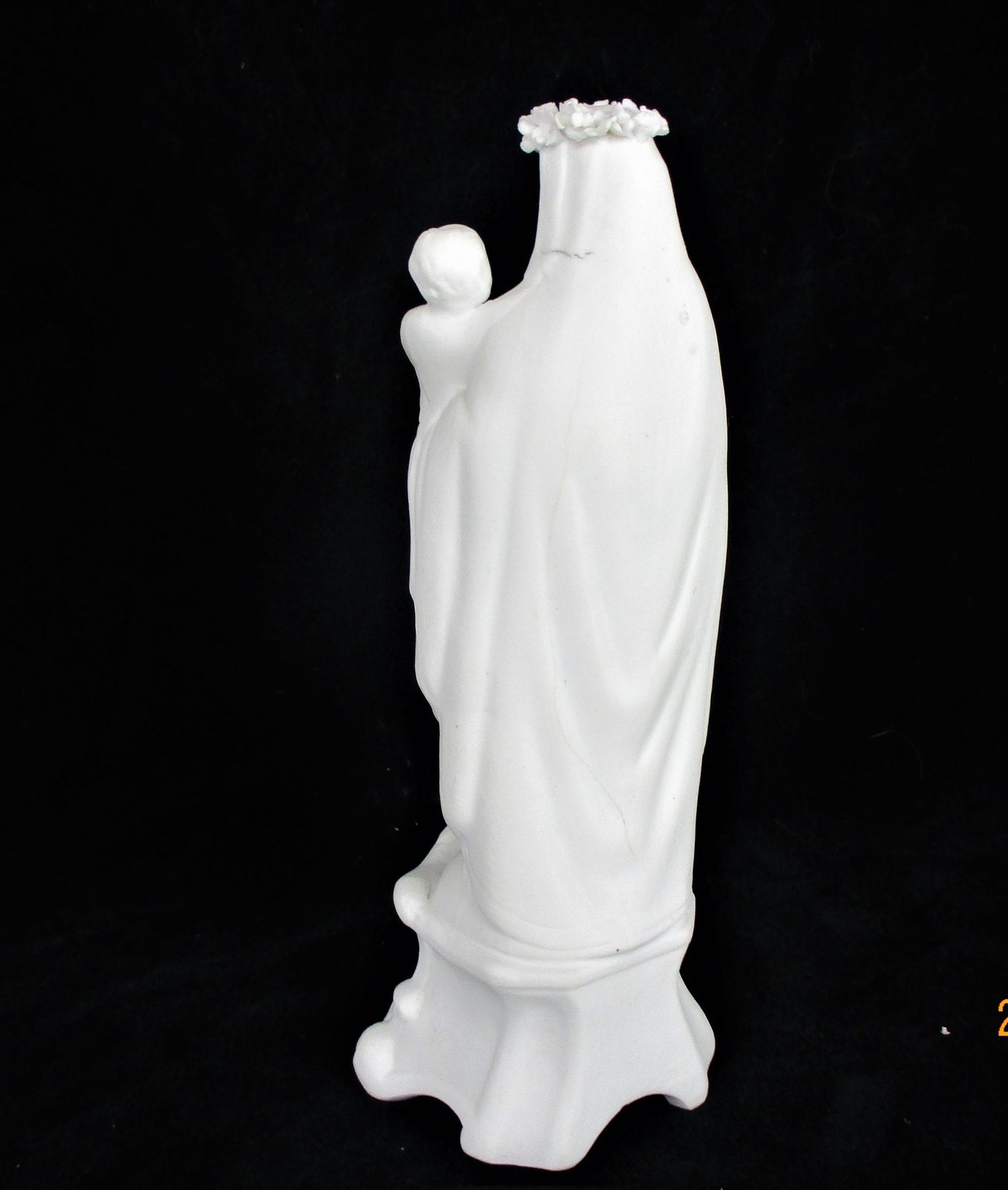 Antique Bisque Porcelain Statue Virgin Our Lady Mary Madonna With Infant Jesus G photo vintage