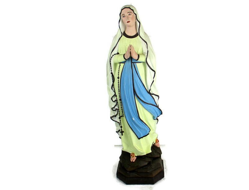 Xl Virgin Mary Madonna Our Lady Of Lourdes Plaster Statue Chapel  French 48.81"