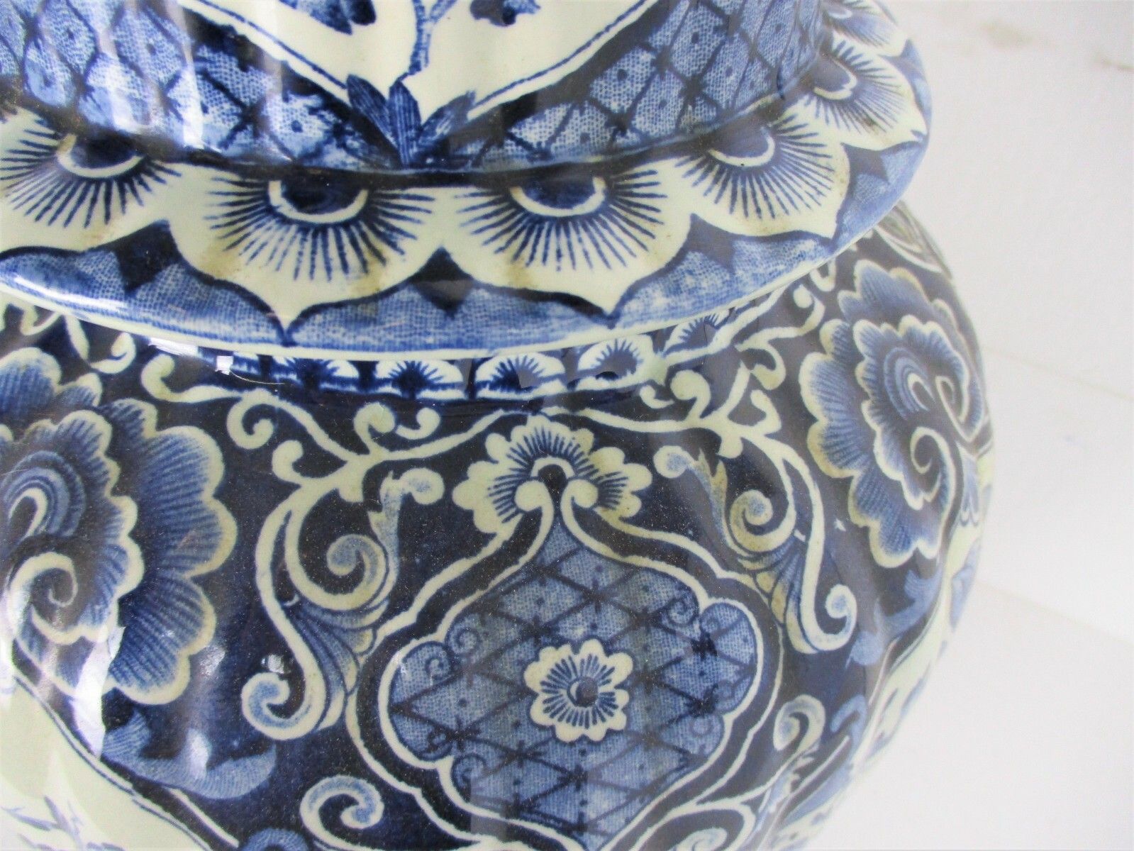 Large Royal Sphinx Maastricht Delft Vase Urn Marked Blue White Foo Dog 18.11" photo Home Decor