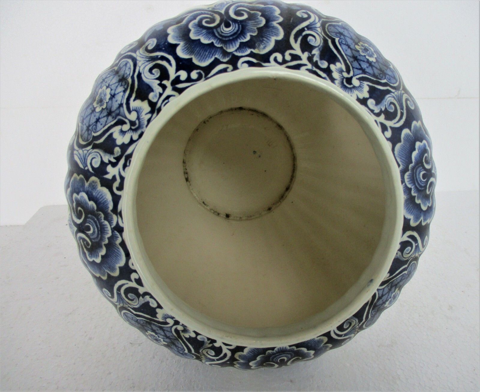 photo for sale Large Royal Sphinx Maastricht Delft Vase Urn Marked Blue White Foo Dog 18.11"