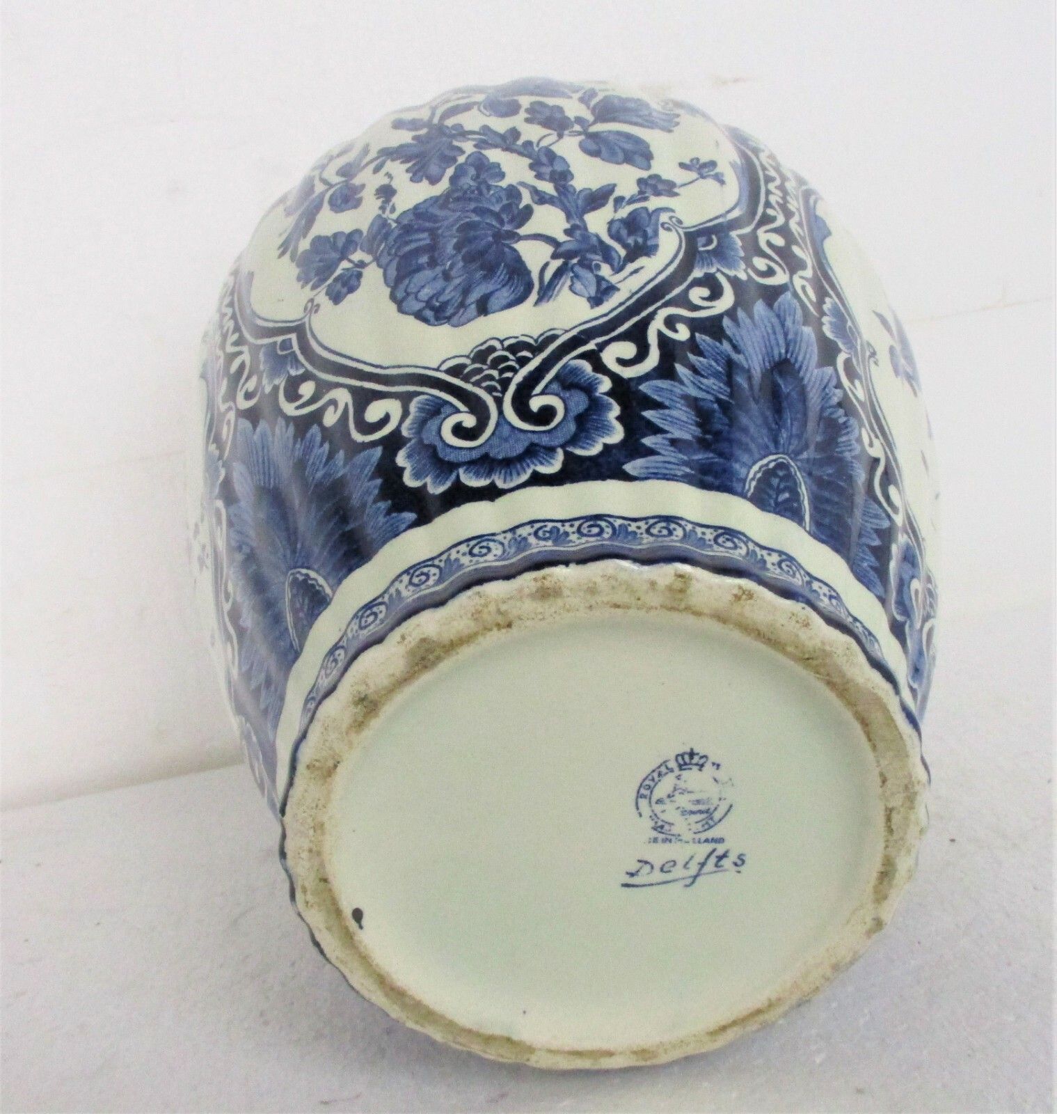 Home Decor Large Royal Sphinx Maastricht Delft Vase Urn Marked Blue White Foo Dog 18.11" photo