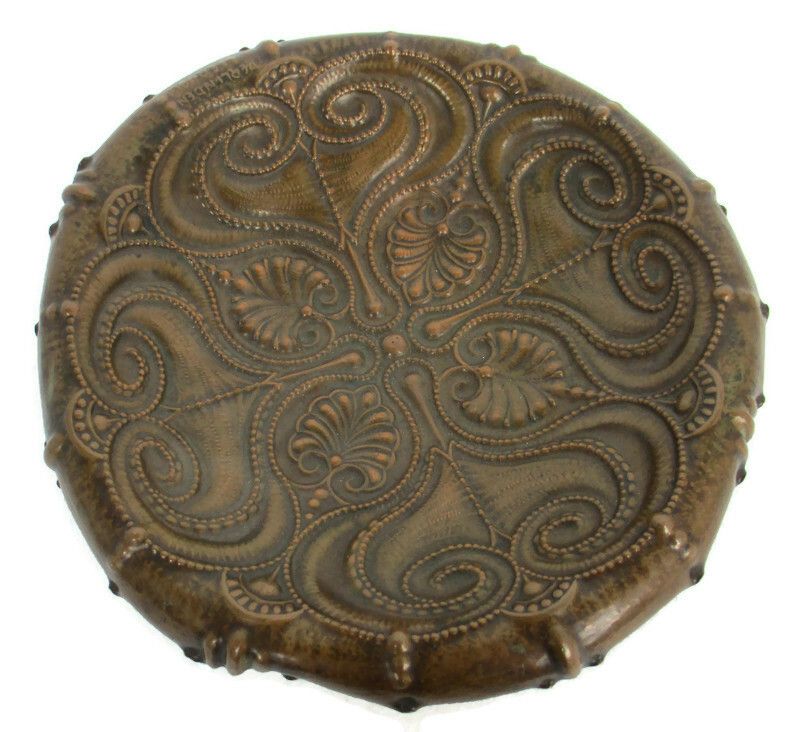 Art Piece Verlinden Lier Ornate Baptismal Dish Bowl Hammered  Brass  Signed Wow