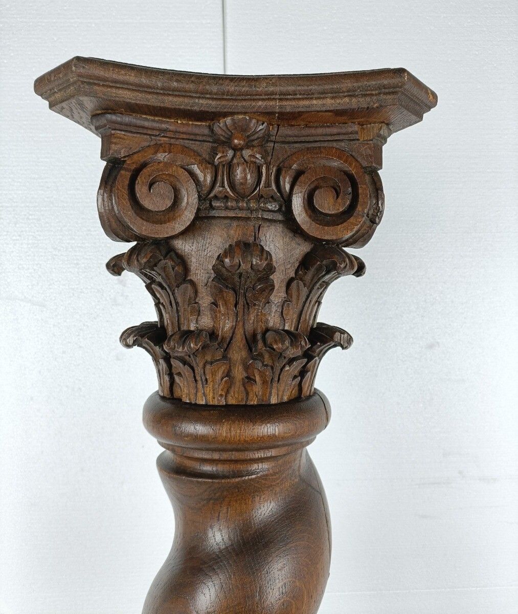 Exquisite Barley Twist  Wooden Pillar Pedestal Display Side Occasional  Table Bo photo Furniture
