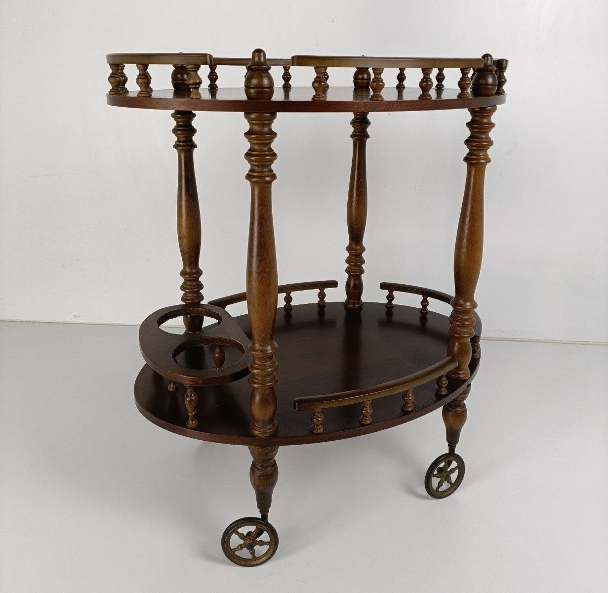 Bar Cocktail Tea Cart Trolley Mid Century Modern Kitchen Island Ornate Carved photo 466.0