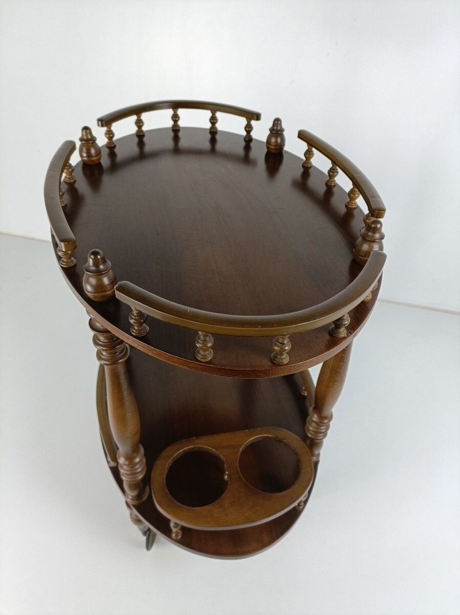 photo for sale Bar Cocktail Tea Cart Trolley Mid Century Modern Kitchen Island Ornate Carved