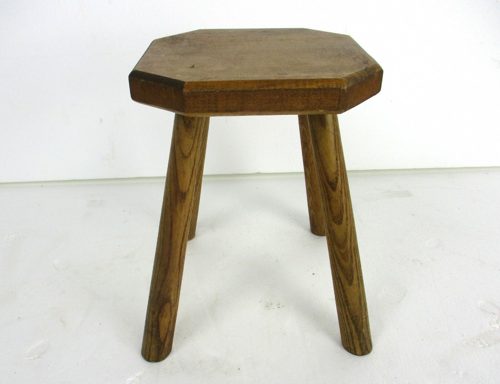 Antique  Hand Carved Wood  Milking Stool Pedestal Table Pedestal Barn Style Funk photo furniture