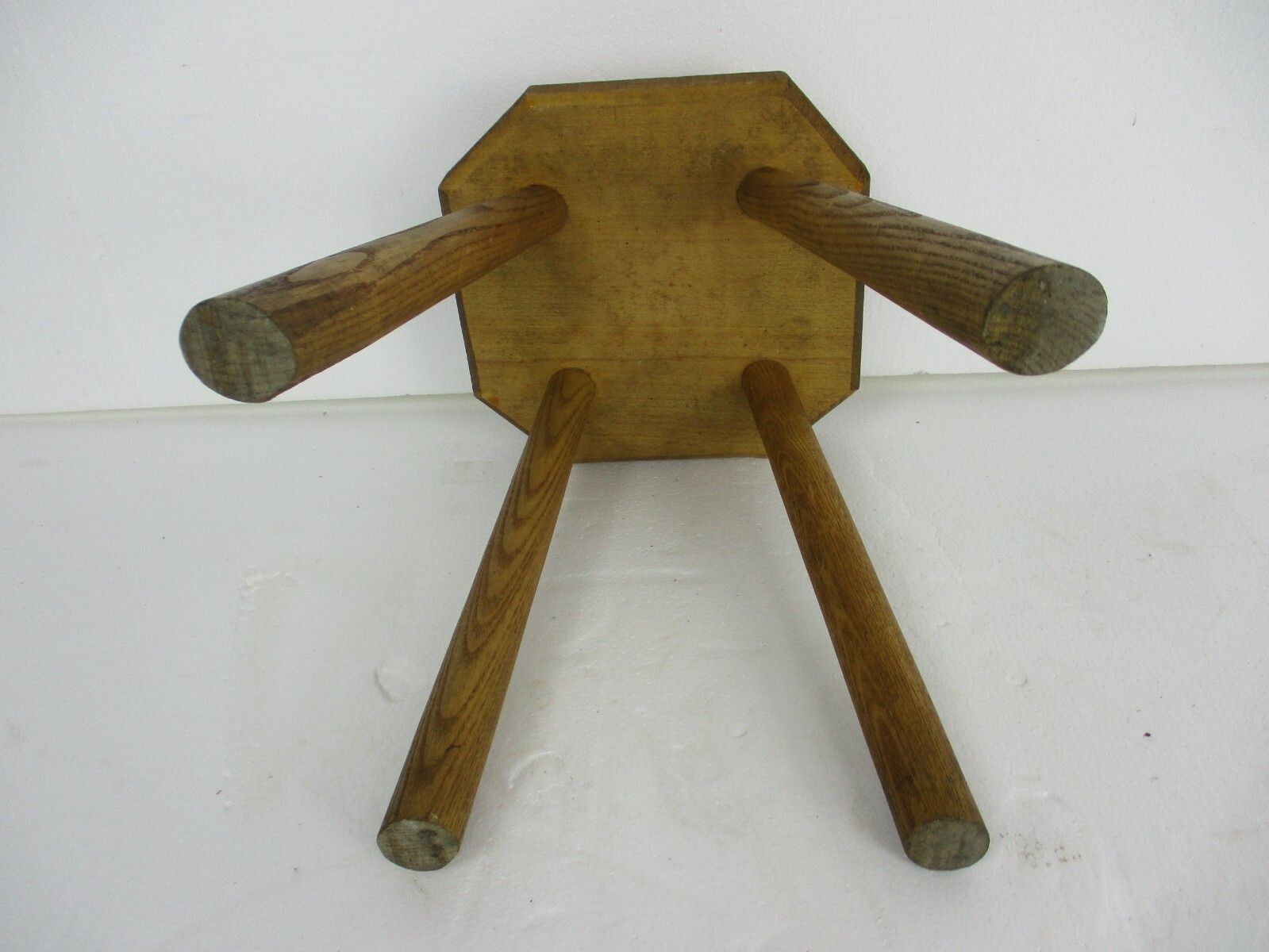 Antique  Hand Carved Wood  Milking Stool Pedestal Table Pedestal Barn Style Funk photo buy