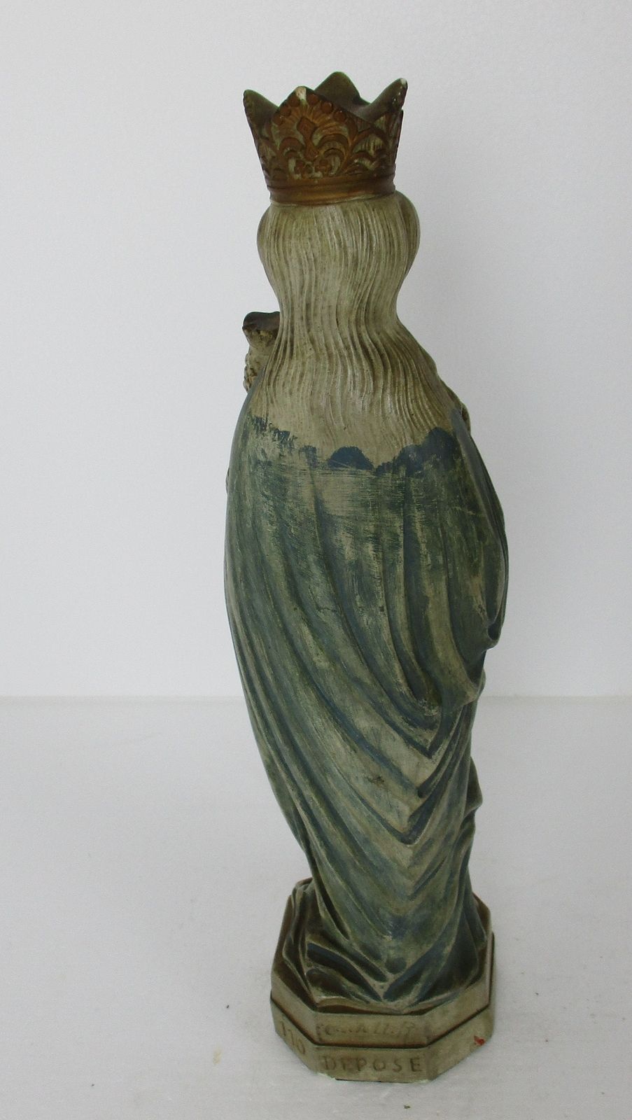 photo for sale Statue Our Lady Of Tongeren Black Madonna Infant Jesus Grapes Polychrome Plaster