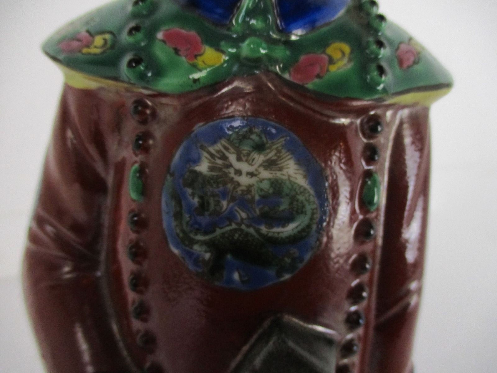 Chinese Statue Figurine Laughing Emperor Qing Dynasty Polychrome Lovely 14.96&Qu photo vinterior
