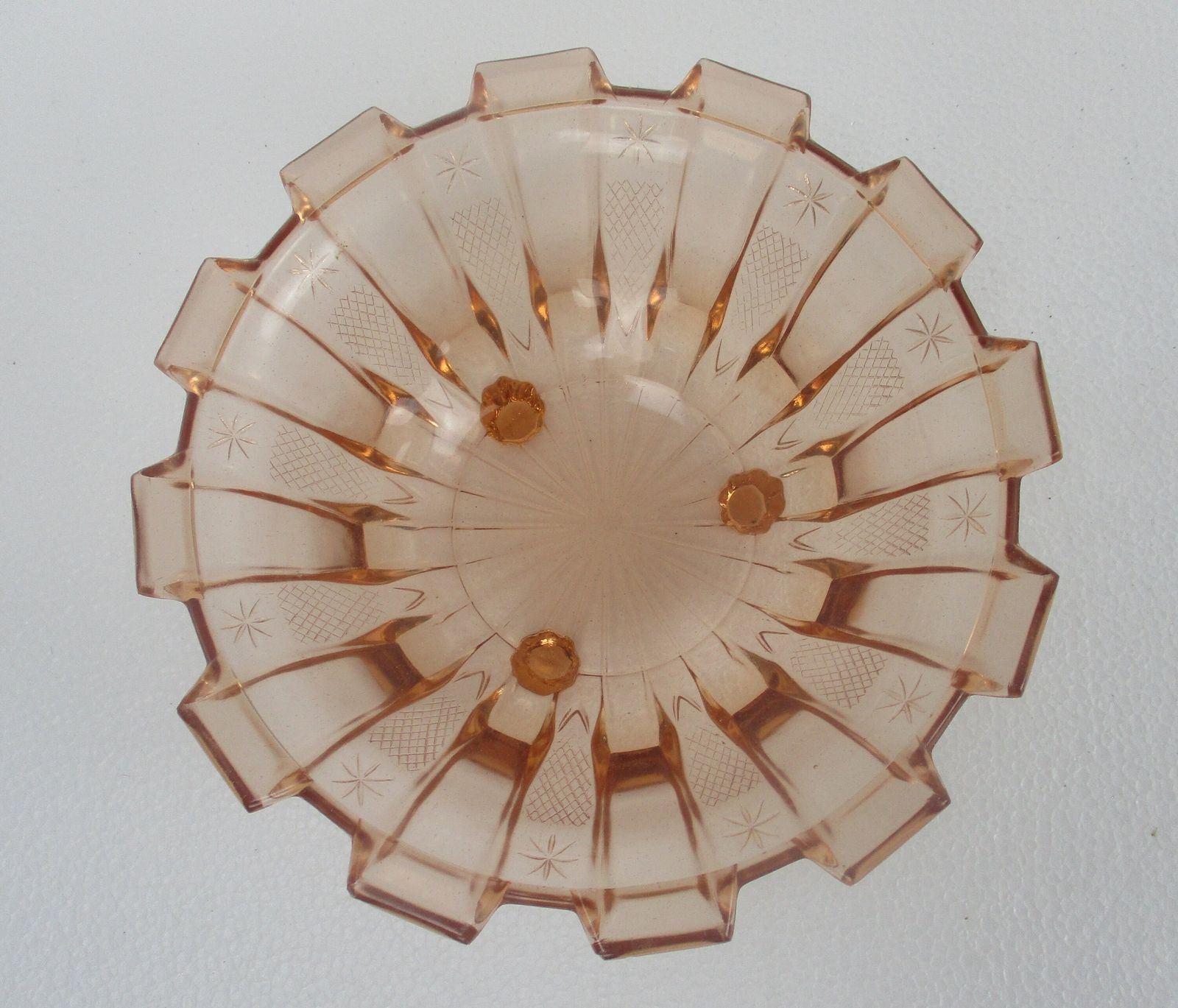 Art  Deco Bowl Dish Centerpiece Basket Art Glass Pink Depression Glass Beautfifu photo Home Decor