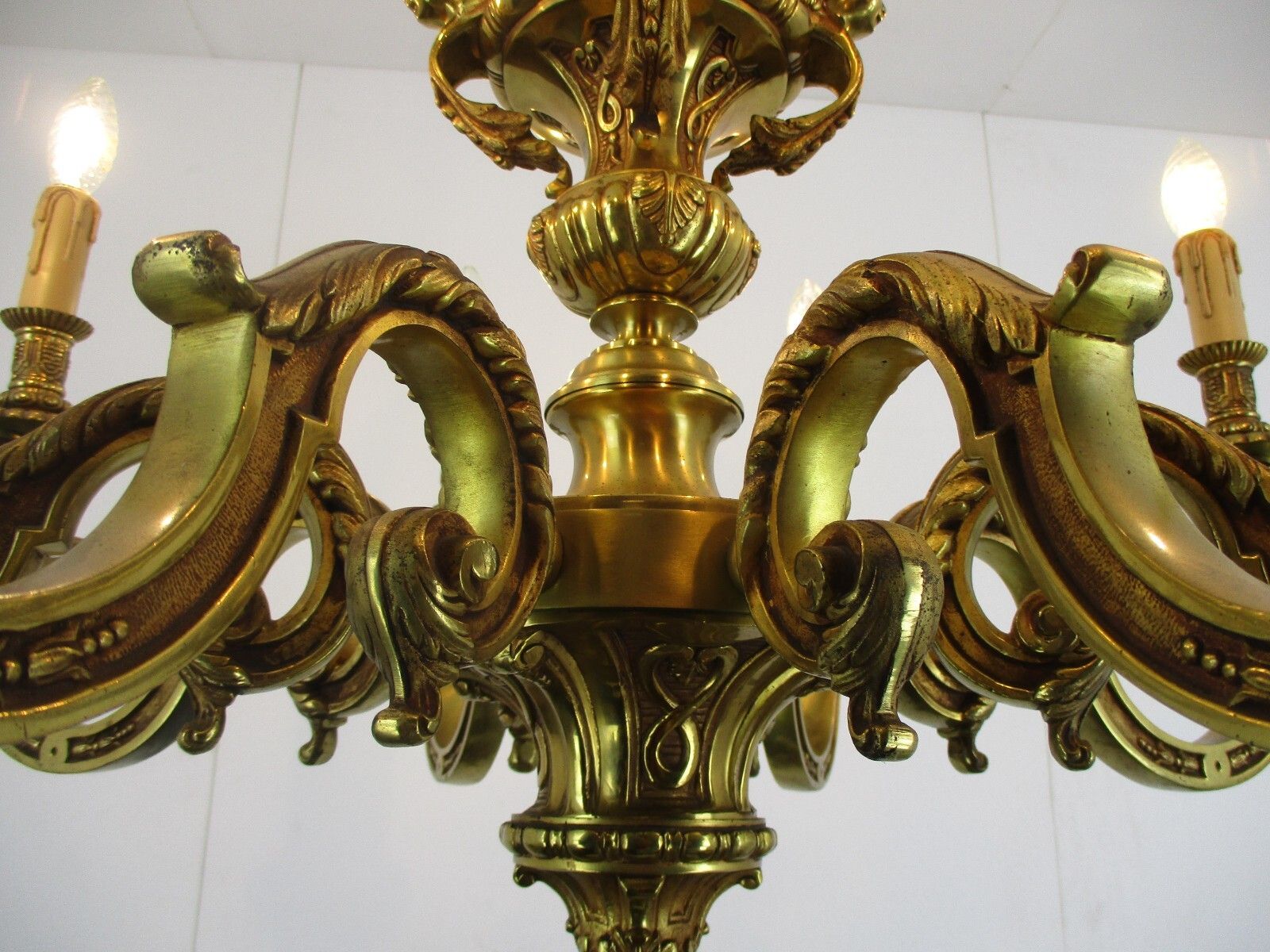 French Mazarin Gilded Bronze Chandelier Impressive Castle 8 Lights Angels Putti photo buy