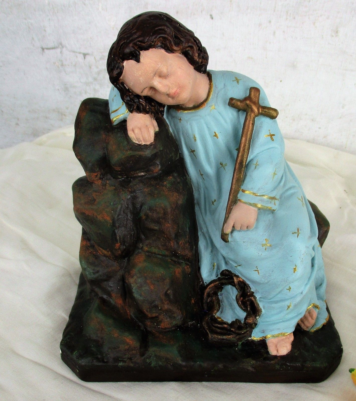 Antique Sweet Statue Jesus Christ As A Child In Pyama Plaster Htf Collector photo for sale
