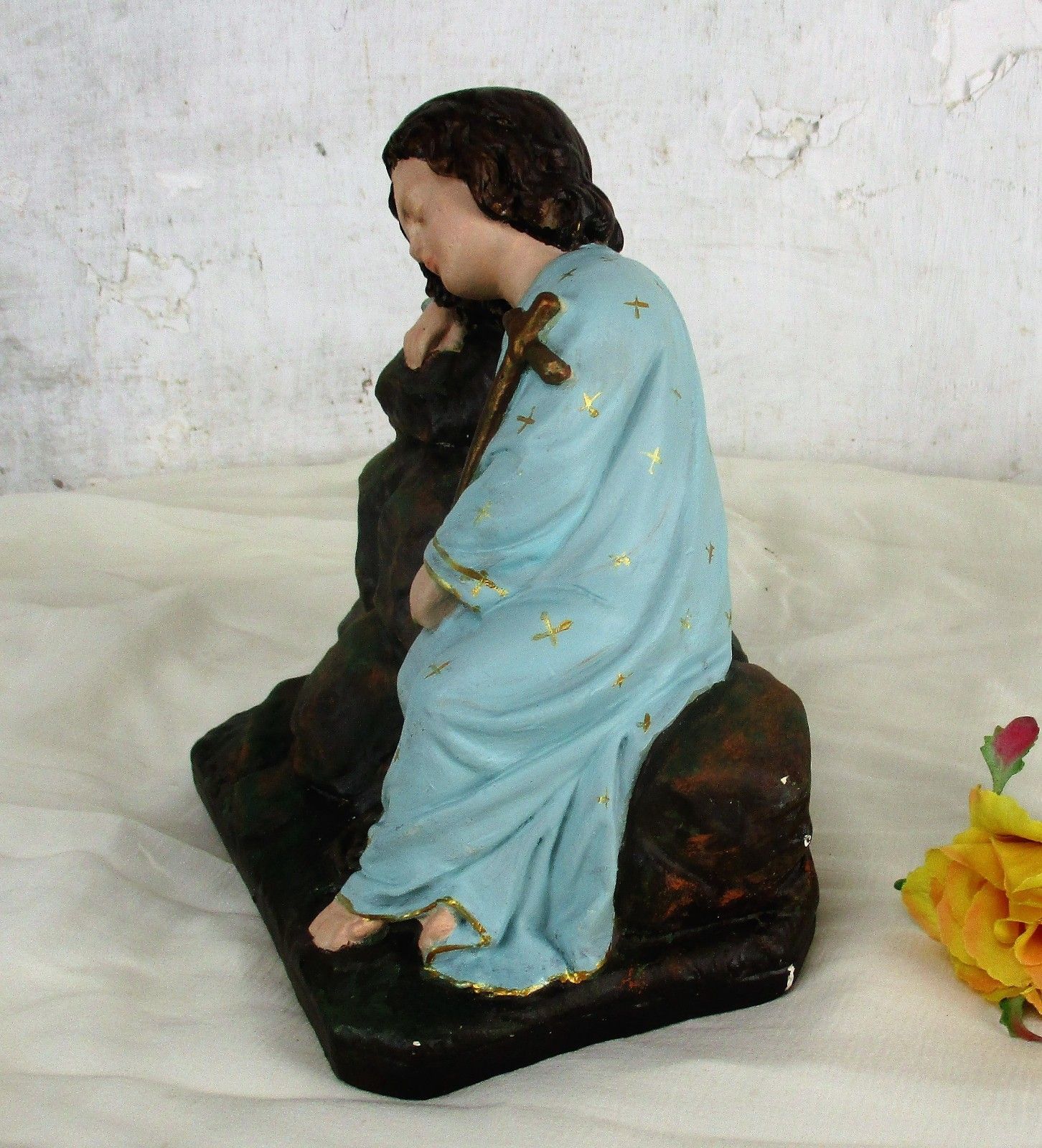 Antique Sweet Statue Jesus Christ As A Child In Pyama Plaster Htf Collector photo vintage