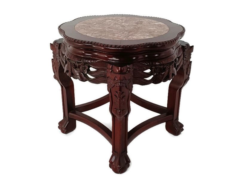 Hand Carved Wooden Chinese Marble Top Hall Console Table Pedestal Bonsai Stand G
