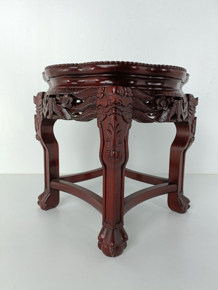 Hand Carved Wooden Chinese Marble Top Hall Console Table Pedestal Bonsai Stand G photo furniture