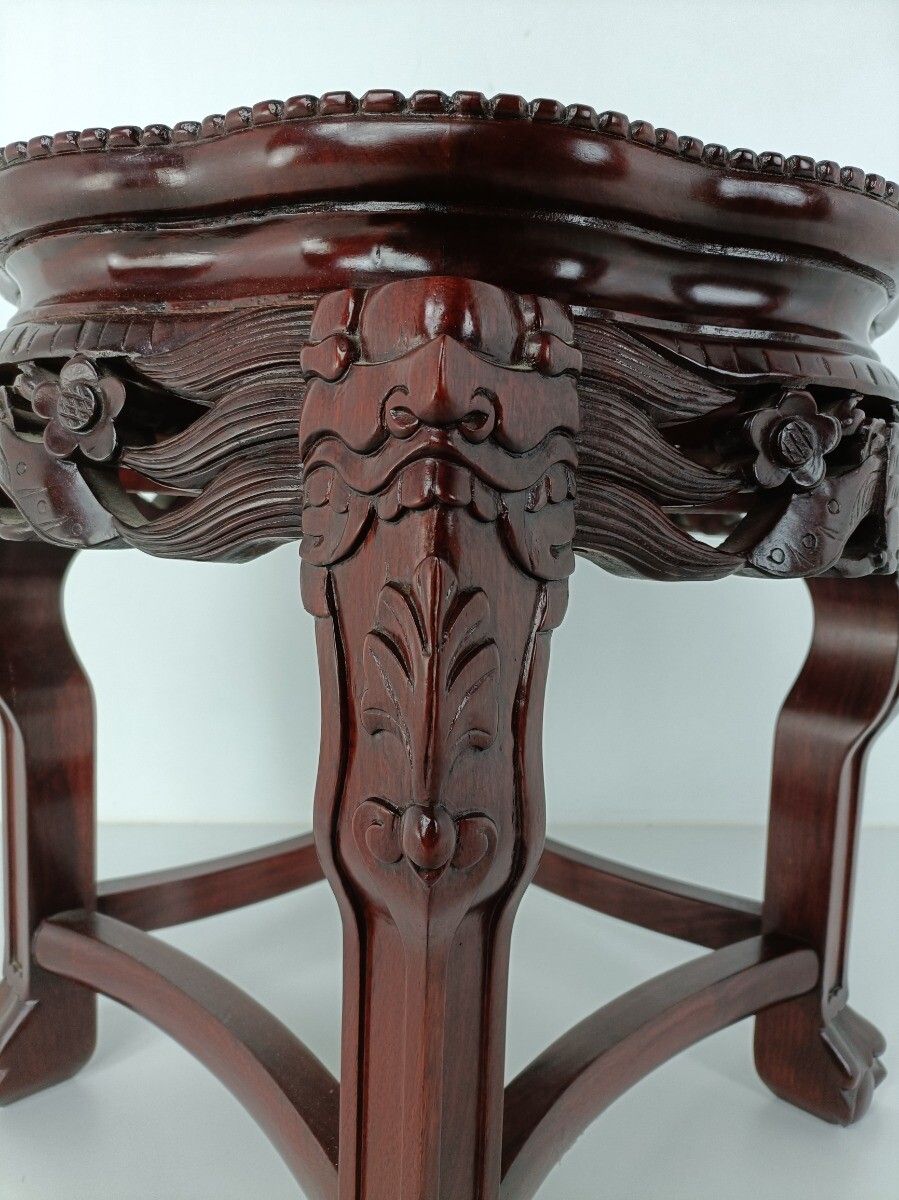 Hand Carved Wooden Chinese Marble Top Hall Console Table Pedestal Bonsai Stand G photo Furniture