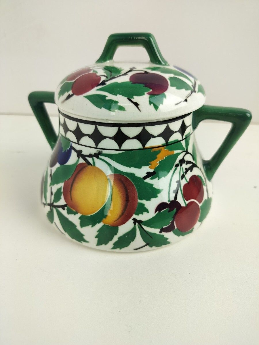Art Nouveau Villeroy Boch Wallerfangen Saar Basin China  Pot  Plum Decor Htf Gor photo for sale
