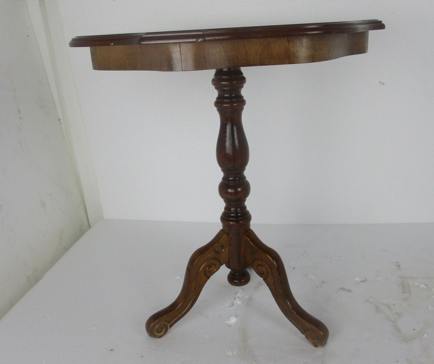 Italian Hand Carved Wood Coffee Wine Side Table Inlay Marquetry Tripod Pedestal photo furniture