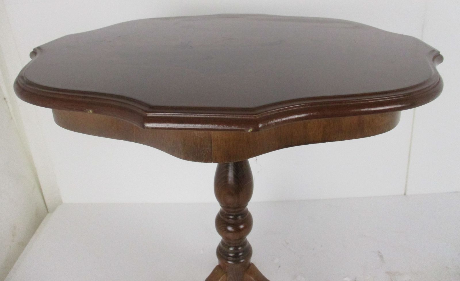 Italian Hand Carved Wood Coffee Wine Side Table Inlay Marquetry Tripod Pedestal photo for sale