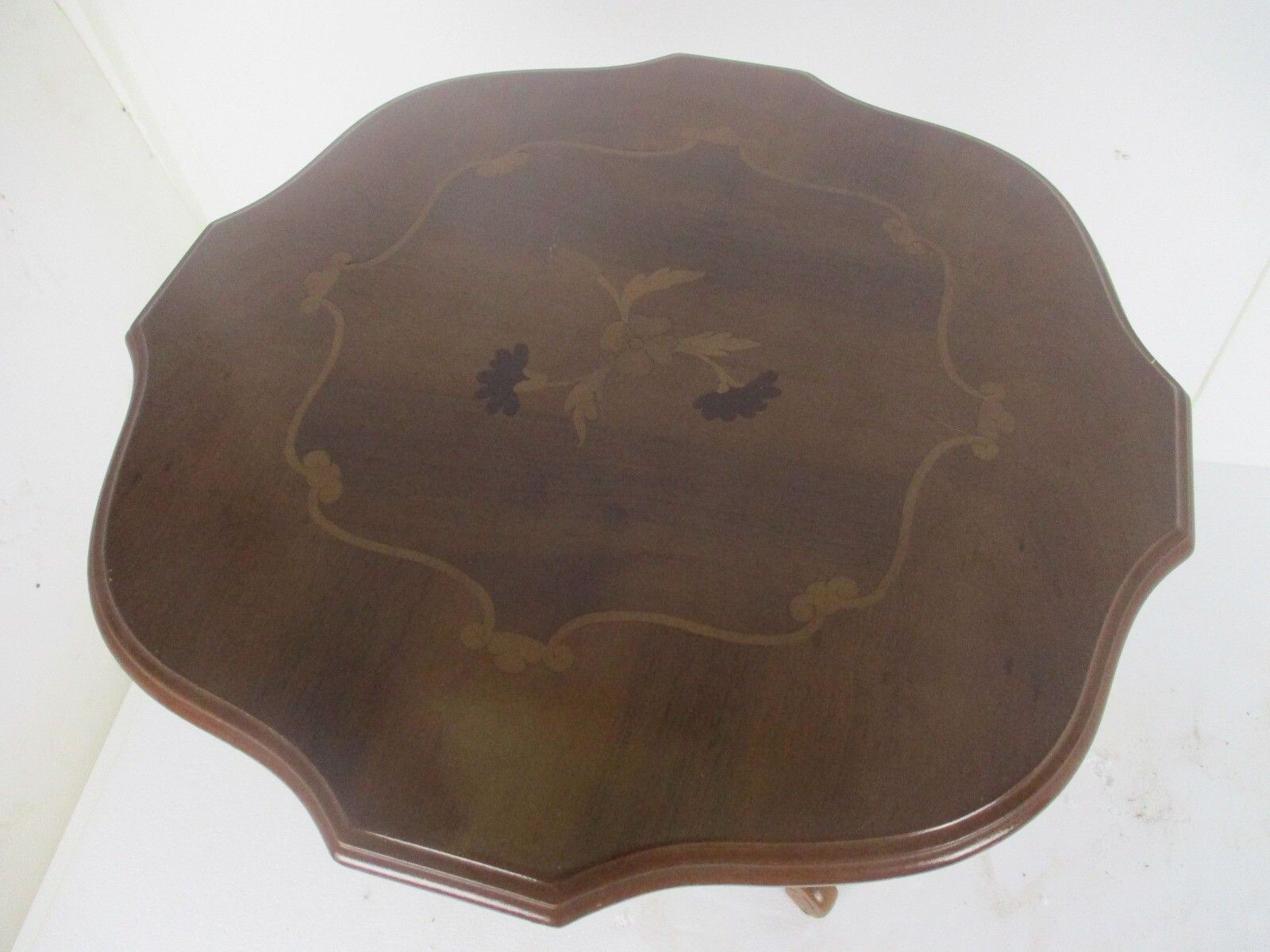 Italian Hand Carved Wood Coffee Wine Side Table Inlay Marquetry Tripod Pedestal photo Furniture