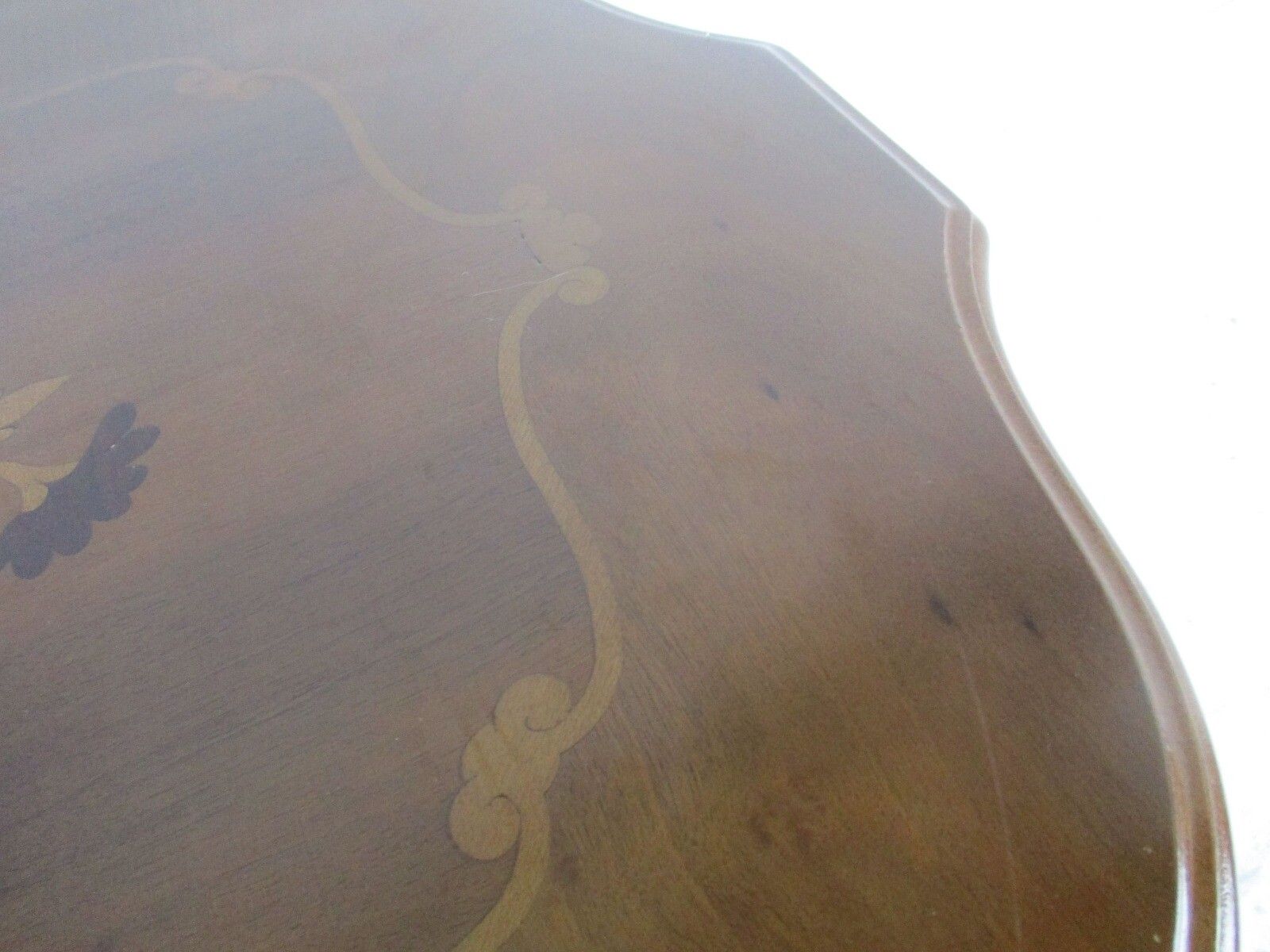 Italian Hand Carved Wood Coffee Wine Side Table Inlay Marquetry Tripod Pedestal photo vinterior