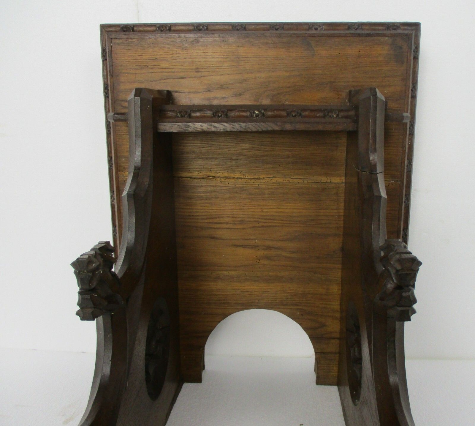 Gothic Antique Hand Carved French Oak Wall Hall Console Table 19th Century Wow photo vinterior