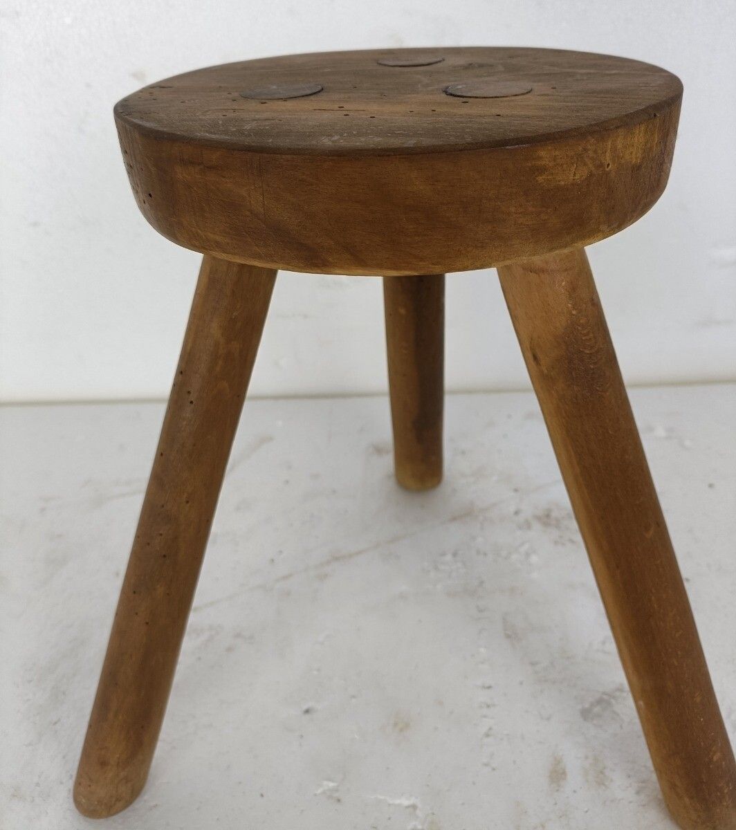 Milking Stool, Pedestal, Plant Stand, Authentic, Antique, Barn Style, Japandi, C photo Furniture