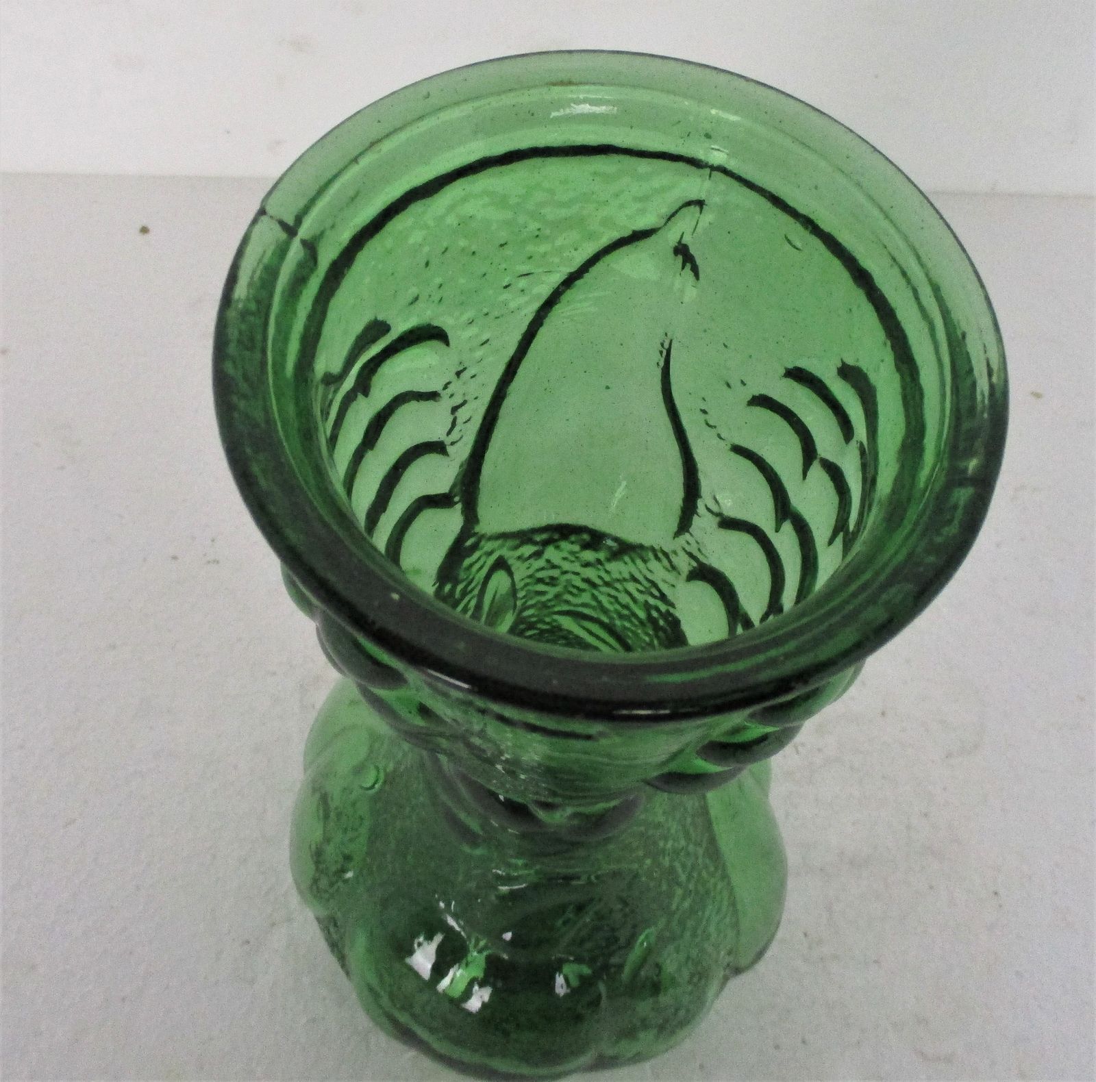 Vintage Art Bubbled Glass Green Empoli Bottle Italian Decorative Retro Vase 10.0 photo 81.0