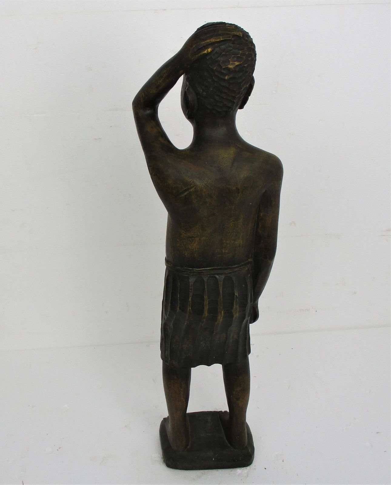 Large Hand Carved Wooden Statue Figurine African Tribal Woman 38.18" photo vinterior