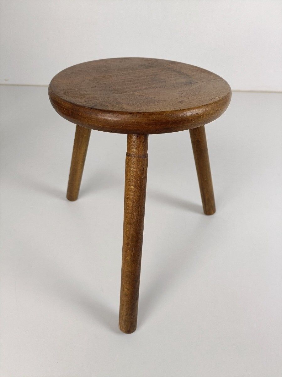 Carved Wood Milking Stool Pedestal Side Table  French Authentic Bonsai Stand photo Furniture