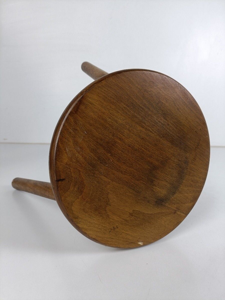 Carved Wood Milking Stool Pedestal Side Table  French Authentic Bonsai Stand photo 121.0