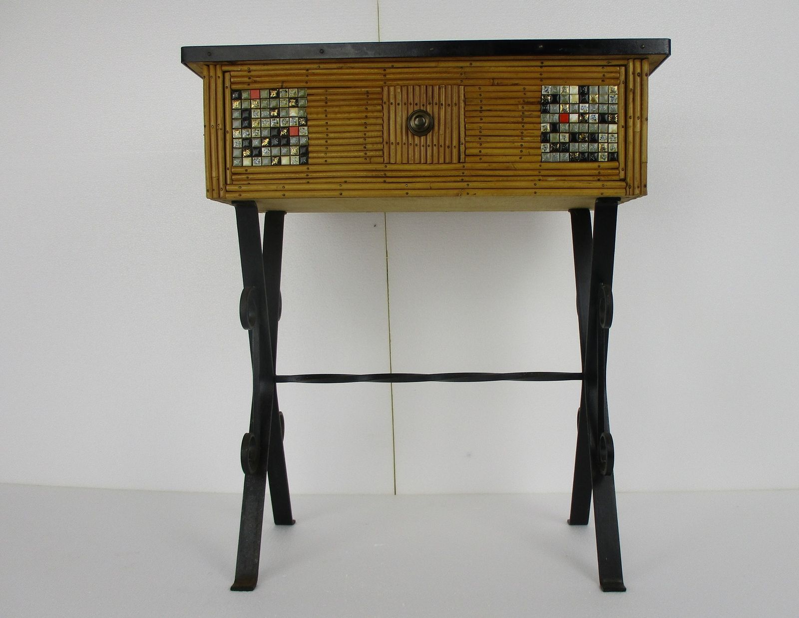 Rattan Wicker Bamboo Cabinet Tiki Boho Cottage Style Vintage Rare Beautiful With photo for sale