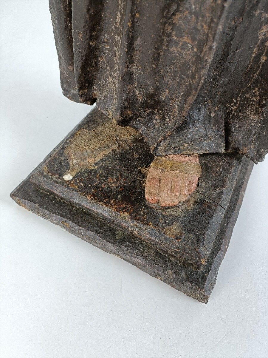 Antique Statue St Anthony Padua Paper Mache Wood Terra Cotta 18th Century  Glass photo vintage