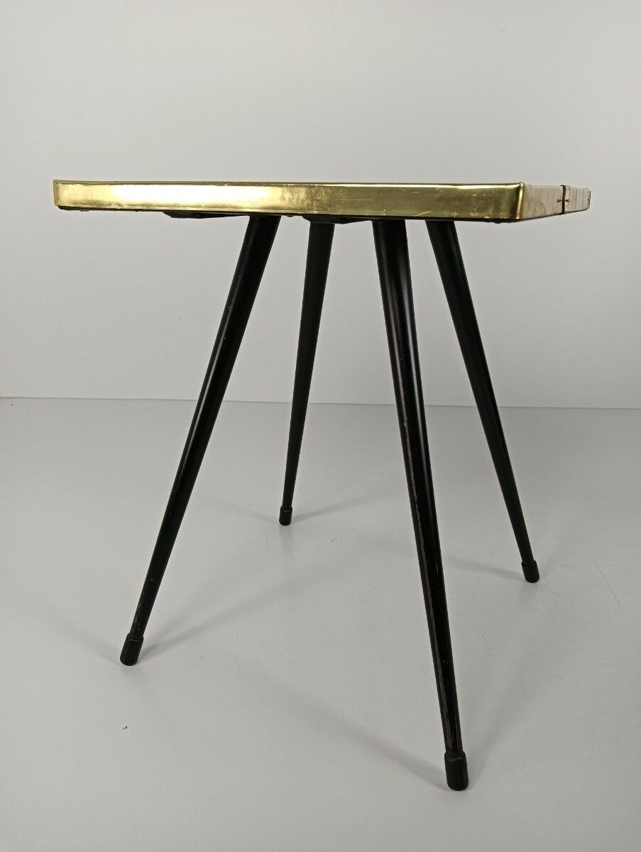 Small Vintage Side Occasional Wine Table Wrought Iron, Mosaic Ceramic Tiles photo furniture